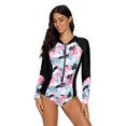 thumbnail image 4 of Charmo Women's Floral One Piece Rashguard Swimsuit Zip Front Surfing Shirt Sun Protection, 4 of 4