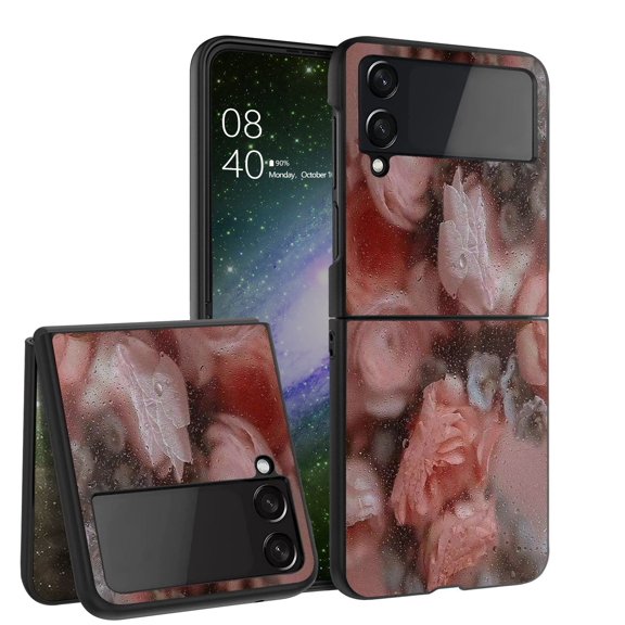 ANJ  Hard Protective Printed Case Cover Compatible with Samsung Galaxy Z Flip 4 - Mists Pink Roses