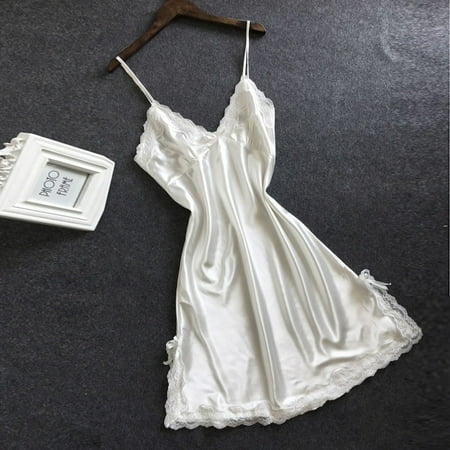 

CFXNMZGR Lingerie For Women Splice Satin Bowknot Lace Lingerie Babydoll V-Neck Sleepdress Underwear Nightgowns For Women