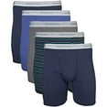 thumbnail image 2 of Gildan Men's Regular Leg Boxer Briefs, 5-Pack, Navy/Charcoal/Stripe/Royal, X-Large, 2 of 3