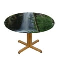 thumbnail image 3 of Orinice Waterfall Forest Bench Round Table Cover Stain Resistant Washable Indoor Outdoor Tablecloth Kitchen Dining Wedding Parties Picnic Farmhouse 100% Polyester Fiber 54-58, 3 of 8