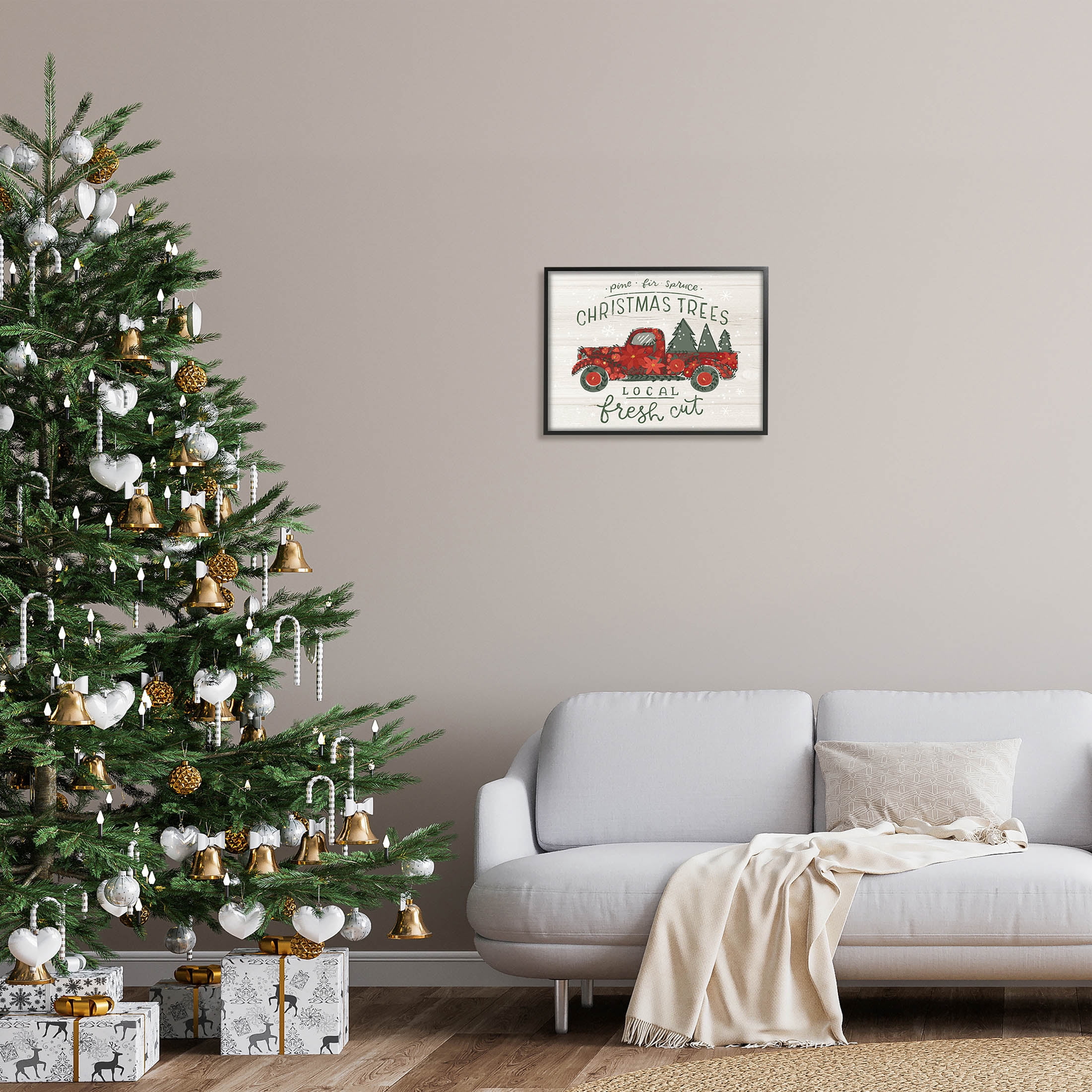 Stupell Industries Local Fresh Cut Christmas Trees Graphic Art Black Framed Art Print Wall Art, Design by Loni Harris