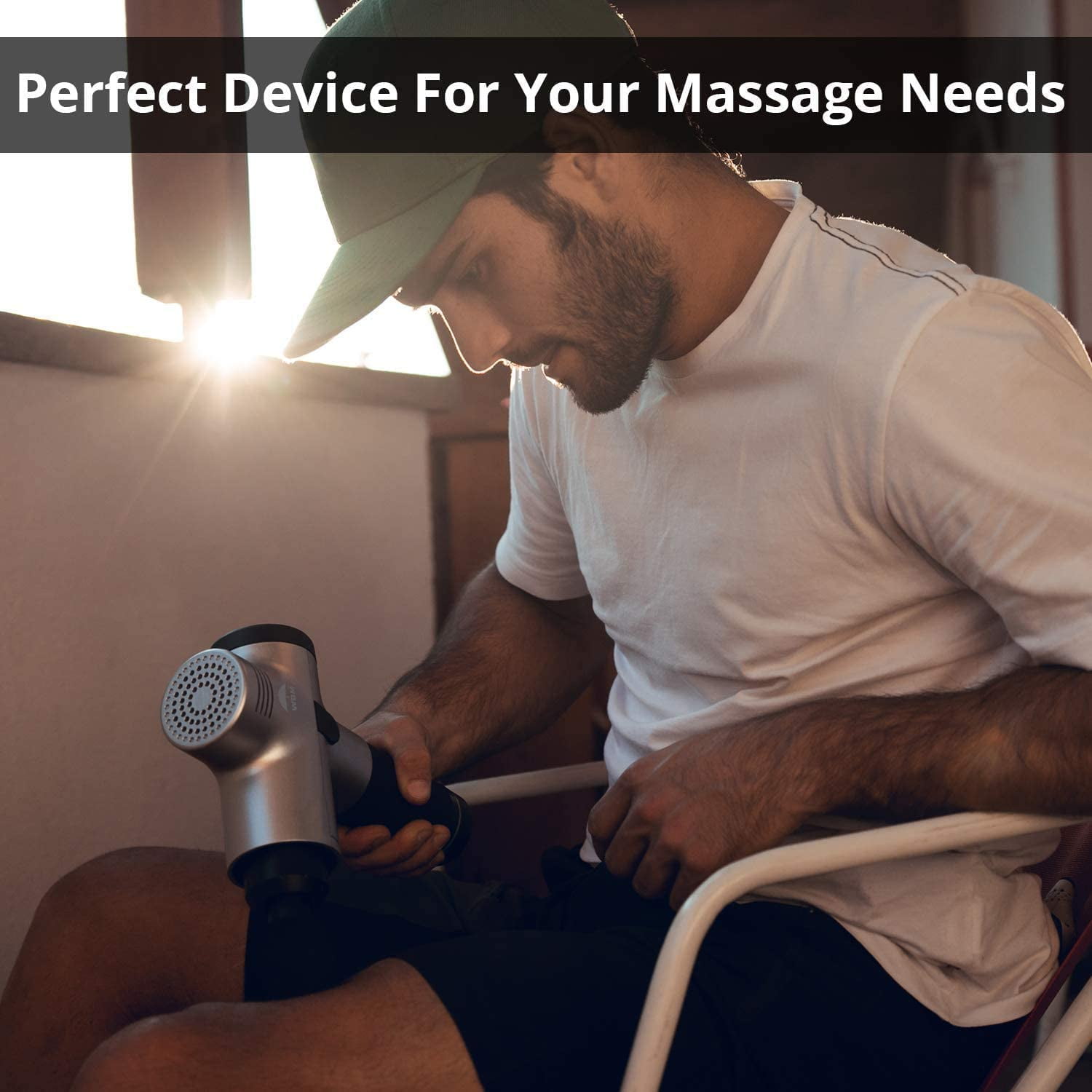 WBM Smart Gun Muscle Deep Tissue Percussion Portable Handheld Electric Body Massager Sports Drill, 1 Count (Pack of 1), (Silver)
