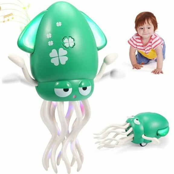 Interactive Dancing Octopus Toy for Baby – Light-Up Musical Baby Crawler,Tummy Time Toys,Music Sensory Birthday Gifts for Kids (Green)