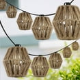 thumbnail image 6 of JONATHAN Y Samara 10-Light Indoor/Outdoor 10 ft. Mid-Century Classic LED C7 Lantern Hemp Rope Shaded String Lights, Brown, 6 of 7