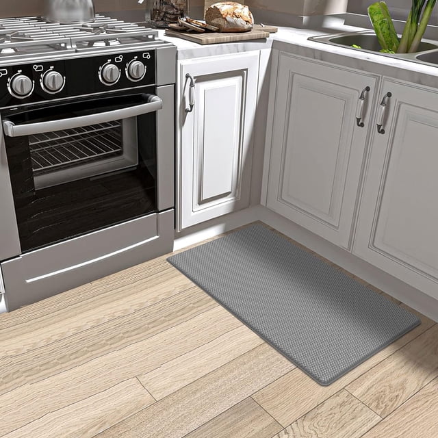 HueMaison Kitchen Rugs Mat Cushioned Anti Fatigue Kitchen Floor Mat, Non Skid Comfortable Mats Washable 17.3" x 29", Gray