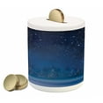 thumbnail image 1 of Moon Piggy Bank, Winter Season Wonderland Starry Sky Night Forest Landscape Scenery Print, Ceramic Coin Bank Money Box for Cash Saving, 3.6" X 3.2", Dark Blue, by Ambesonne, 1 of 4