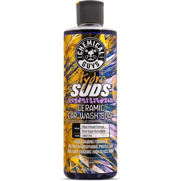 HydroSuds Ceramic SiO₂ Shine High Foaming Car Wash Soap - Foam Cannon Soap, Works with Foam Guns or Bucket Washes for Cars, Trucks, Motorcycles, RVs, and More, Berry Scent - 16 oz