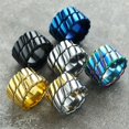 thumbnail image 4 of PAMTIER Men's Stainless Steel Vintage Cool Hip Hop Pipe Cut 14MM Wide Chunky Twist Chain Stripe Pattern Biker Ring Rainbow Size 7, 4 of 5