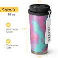 thumbnail image 4 of 18oz Travel Coffee Mug, 316 Stainless Steel Vacuum Insulated Tumbler with 2-in-1 Straw Lid & Strap, Liquid & Marble Print, 4 of 6