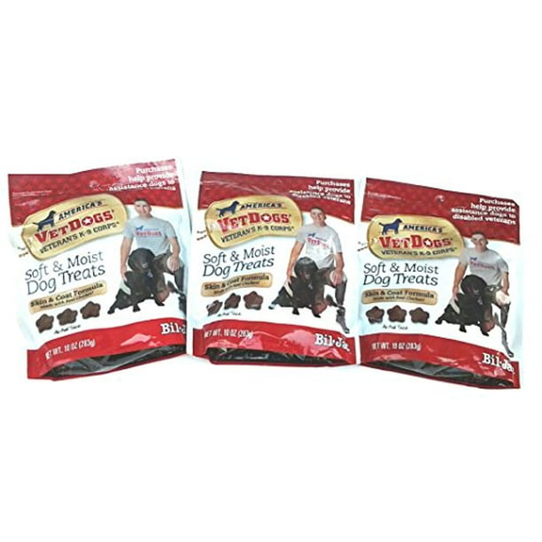 BilJac (3 Pack) America's Vetdogs Skin and Coat Dog Treats, 10 Ounces Each