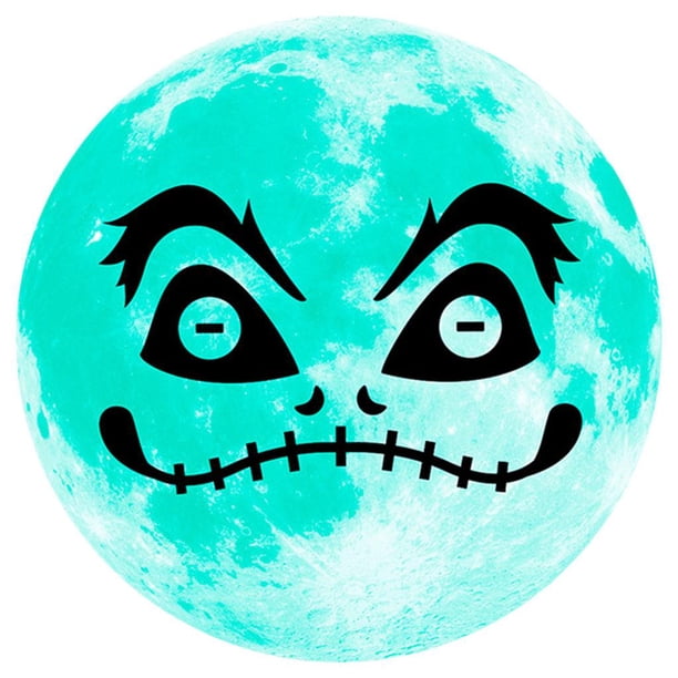 Adhesivo de pared redondo y luminoso con forma de luna para habitación infantil, ideal para Halloween. mueca 2