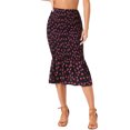 thumbnail image 1 of Falda midi floral para mujer, con fruncido, hasta la rodilla, de cintura alta, tipo bodycon, estilo sirena, lápiz, de gasa, negra y rosa, talla S, 1 of 6