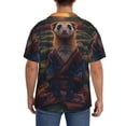 thumbnail image 3 of Balery Garden Meditating Weasel Camisa Casual de Manga Corta con Botones para Hombre, Texturizada, Estilo Cubano, para Playa, Verano-X-Large, 3 of 5