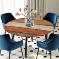 thumbnail image 5 of Elastic Fitted Round Tablecloth, Farmhouse Burnt Orange Brown Waterproof Stretch Table Cover for 45"-54" Tables, Vintage Wooden Striped Washable Outdoor Tablecloths for Patio, Picnic, Camping, 5 of 9
