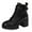 Black, variant on Dasayo Kitten Heel Women's Boots Ankle Dress Black Snip Toe Faux Leather Lace up Buckle Boots Women Shoes 36