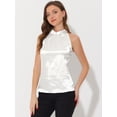 thumbnail image 3 of Elegante chaleco de satén plisado de verano para mujer, sin mangas, con cuello halter blanco M, 3 of 5