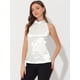 thumbnail image 3 of Elegante chaleco de satén plisado de verano para mujer, sin mangas, con cuello halter blanco M, 3 of 5