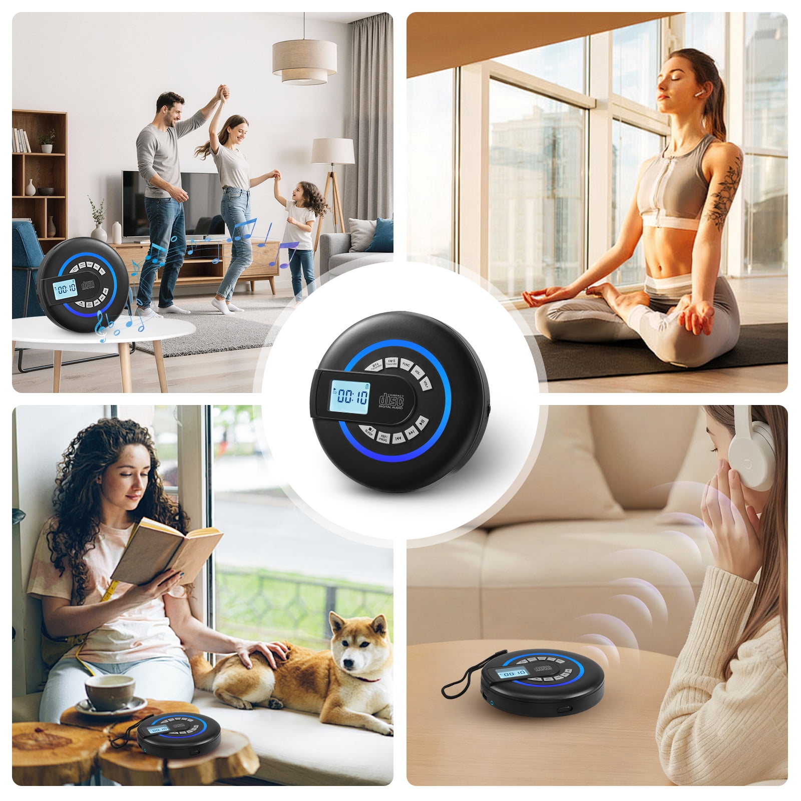 Portable CD player with Bluetooth,Rechargeable Walkman CD Player with FM Transmitter, Discman CD Player for Car.