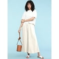 thumbnail image 5 of Made by Johnny Women's Casual Loose Washed Linen Wide Leg Pants with Pockets and Drawstring L WHITE, 5 of 6