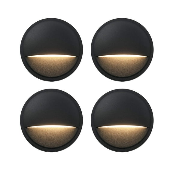 GKOplus Low Voltage LED Deck Lights, Landscape Step Stair Railing Light with 2W Integrated LED Chips, Die-cast Aluminum 12V AC/DC Accent Lighting Fixtures with Black Powder Coated Finish (4-Pack)