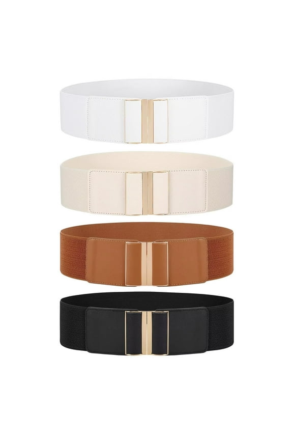 Stretch Belts for Women 4 Pack Elastic Wide Belts for Dresses Ladies Waist Belts