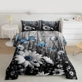 thumbnail image 2 of Homewish Chic Floral Daisy Full Size Comforter Sets 3-Piece for Teens Boys Girls,Flying Blue Butterflies Bedding Comforter Set,Retro Vintage Lightweight Bedding Sets,Lightweight Room Decor, 2 of 8