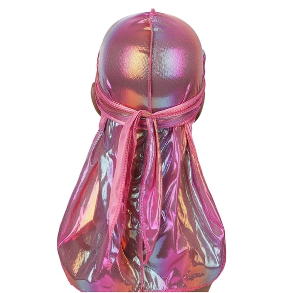 Moocorvic Men Durags with Soft Long Tail, Headscarf Elastic Wide Straps Headwraps for Women Men,Pink