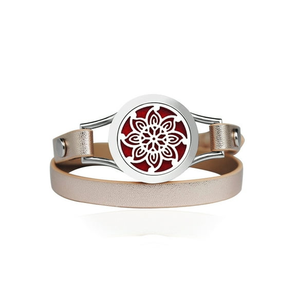 Sunflower Essential Oil Bracelet Stainless Steel Champagne Double Strap Color Band Jewelry with Gift Box