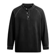 thumbnail image 4 of Afdoent Men's Polo Shirts Timeless Washed Long Sleeve Shirt For With Classic Crew Neck And Button Placket Comfortable, 4 of 4