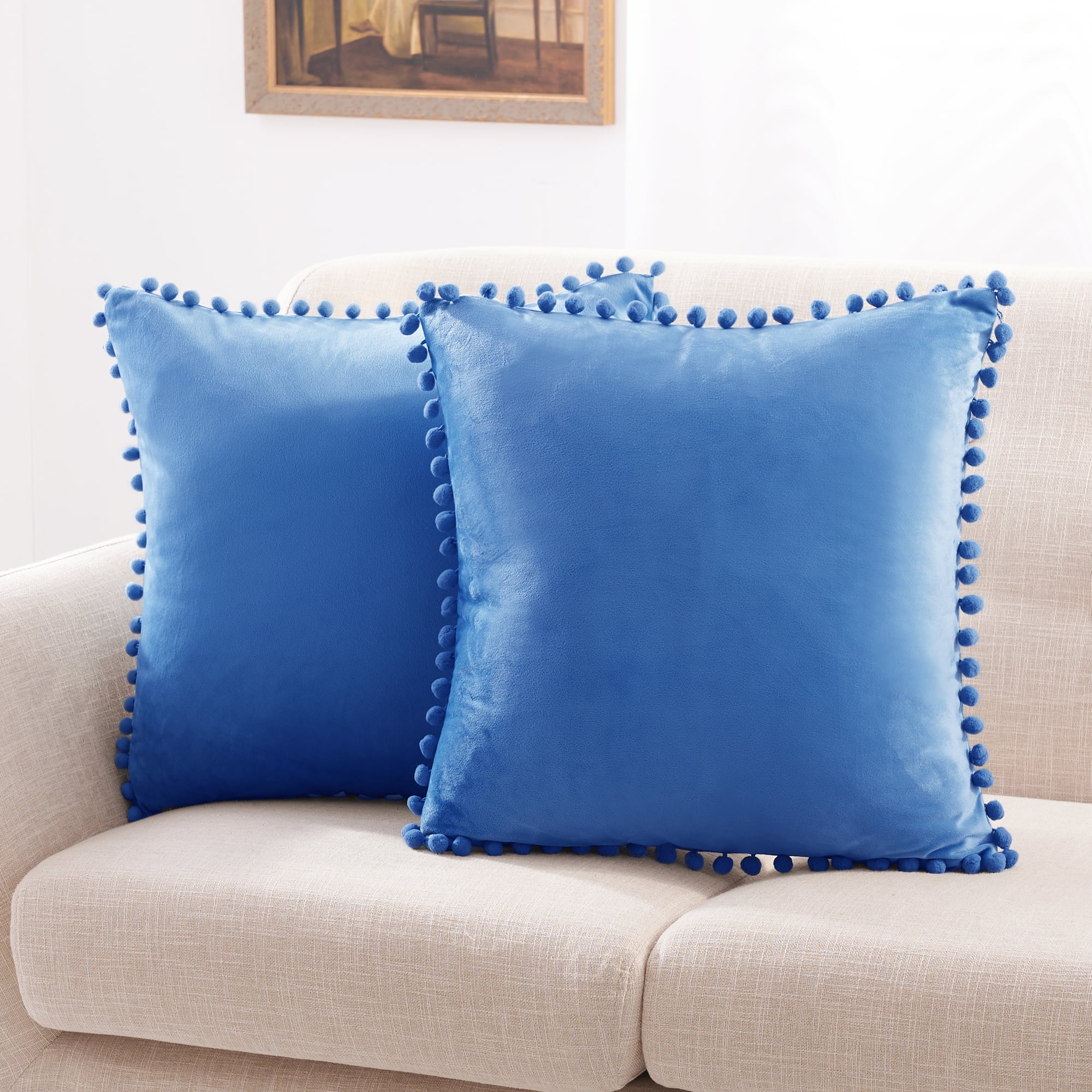 Set Of 2 Pcs Mandala Fringe Cushion Cover 16x16 Home Decor Square Pillow Cases 