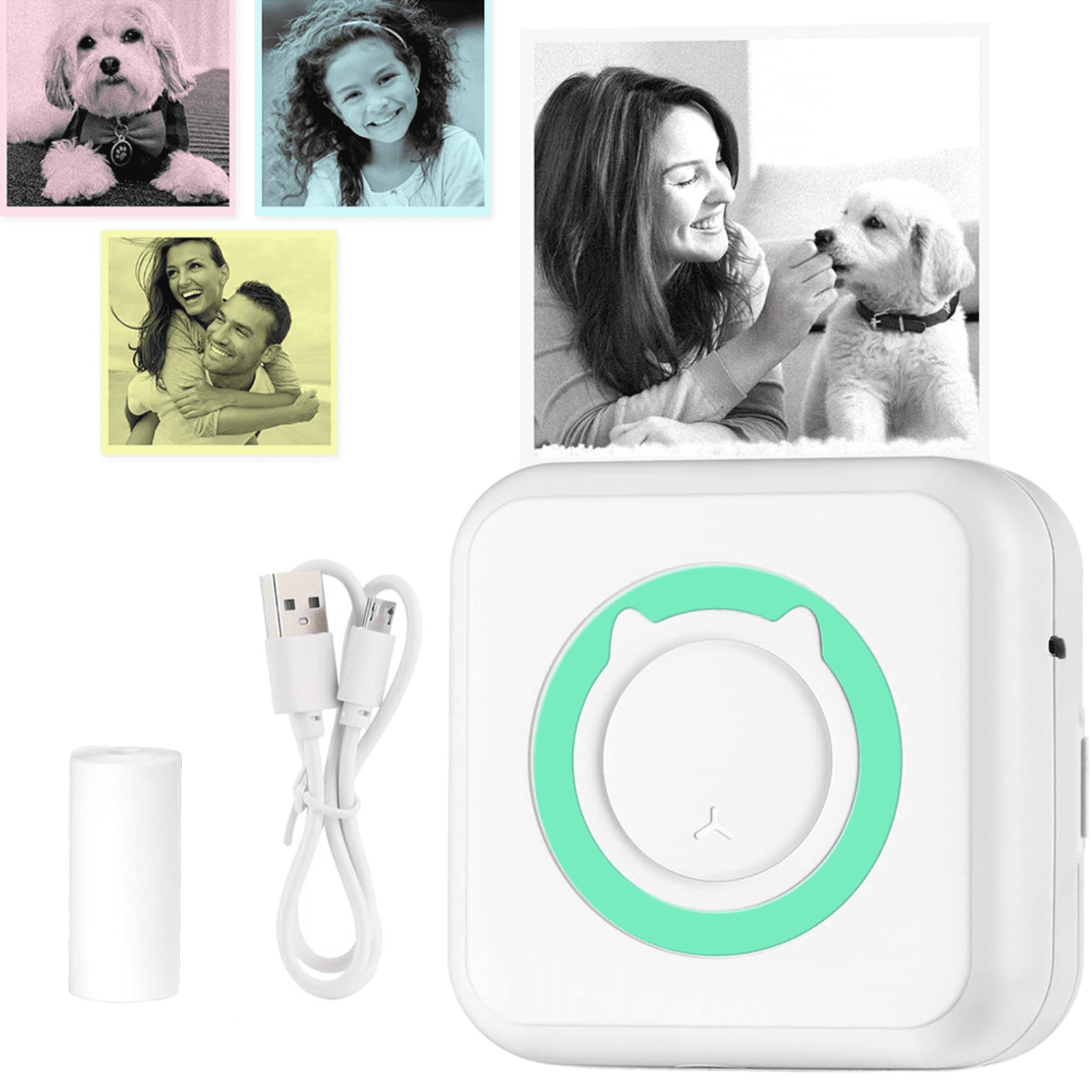 Thermal Mini Printer Portable Wireless Pocket Bluetooth Inkless Photo Printer for iOS Android Mobile Phone,for Students,Lovers,Friends,Family and Work