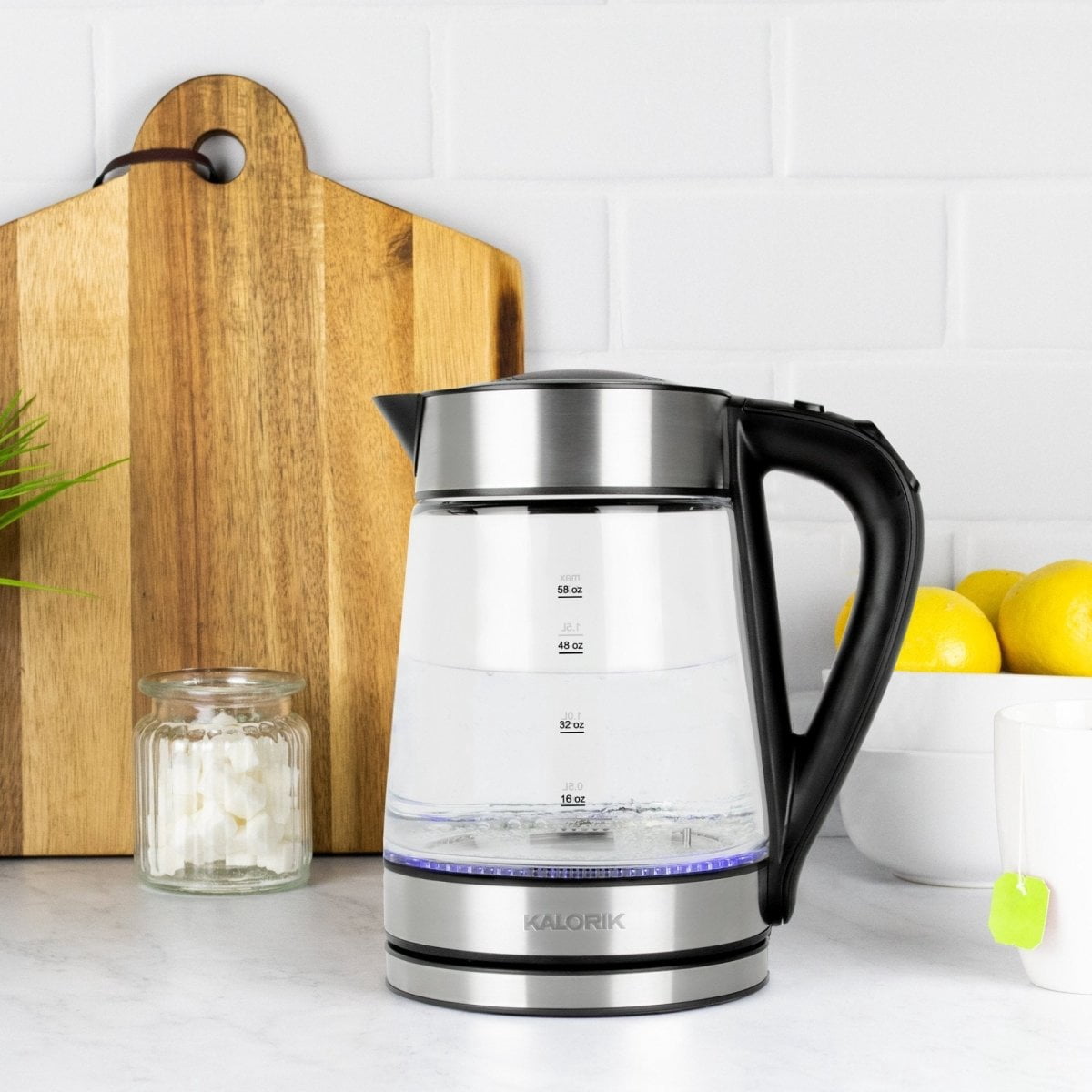 Restored Kalorik 1.7 Liter Digital Temperature Variable Rapid Boil Electric Kettle, Stainless Steel (Refurbished)