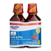 Equate Nighttime Cold & Flu Relief Liquid, Cherry Flavor, 24 fl oz, 2 Count
