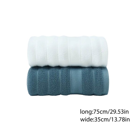 Beautynvta 2 Pcs Cotton Hand Towels for Bathroom, 13.8x29.5 In Soft Thickened Absorbent and Quick Dry Face Towels for Adult, White&Blue