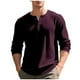 thumbnail image 2 of pstuiky Camisas suaves de manga larga para hombre, Camiseta informal de manga larga con cuello redondo y botones para hombre, color liso, transpirable y a la moda Tops de hombre s, 2 of 9