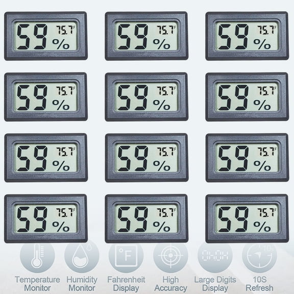 Elbourn 12Pack Mini Thermometer Hygrometer, Small LCD Digital Temperature Humidity Meter Thermometer and Humidity Gauge Celsius Display for Cars/Home/Office/Greenhouse/Incubator(℃)