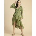 thumbnail image 2 of Moomaya Elegant Printed Long Sleeve Wrap Dress - V Neck, Evening Party Fashion, 2 of 9