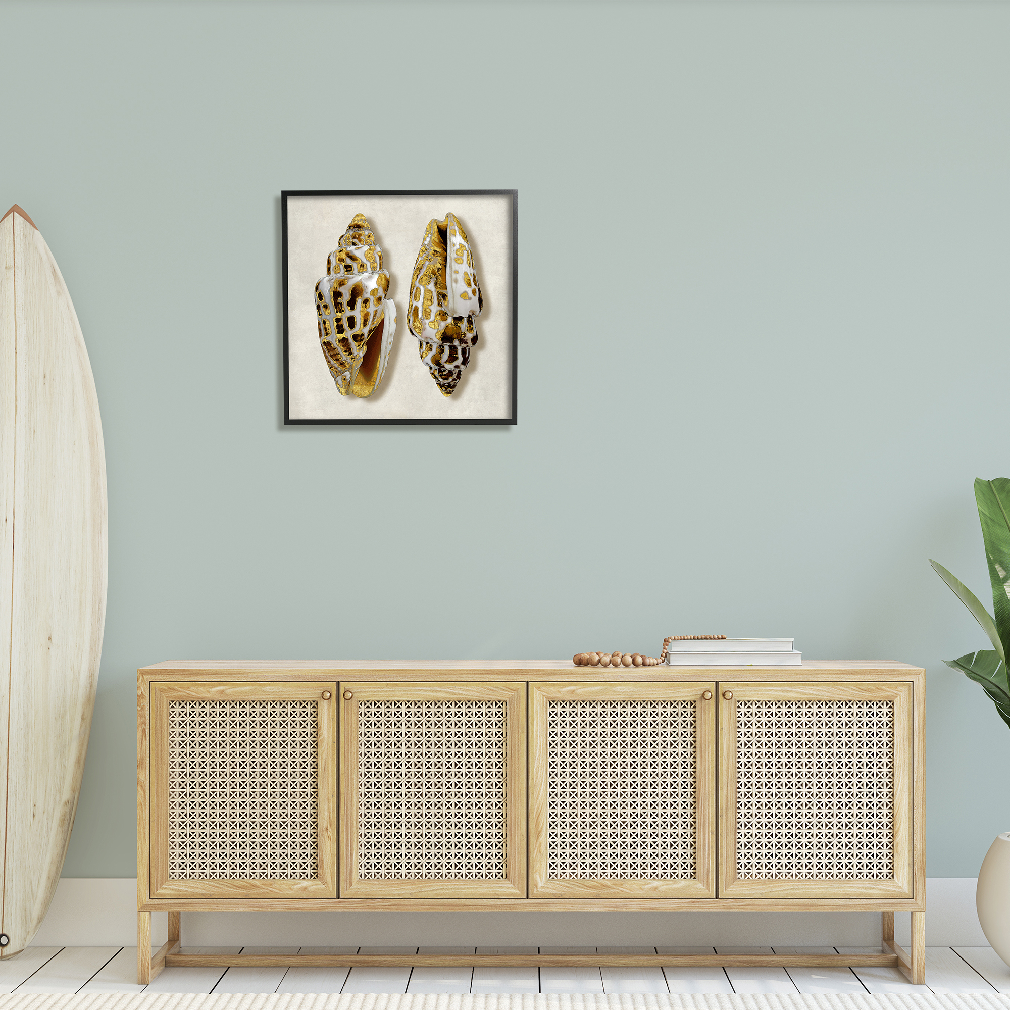 Stupell Industries Speckled Conch Seashell Neutral Tone Sea Life, 24 x 24,Design by Caroline Kelly
