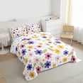 thumbnail image 3 of jejeloiu Cute Daisy Blossom Queen Comforter Set,Rainbow Flower Print Bedding Comforter Set For Girl Women Reversible 3-Piece, 3 of 8