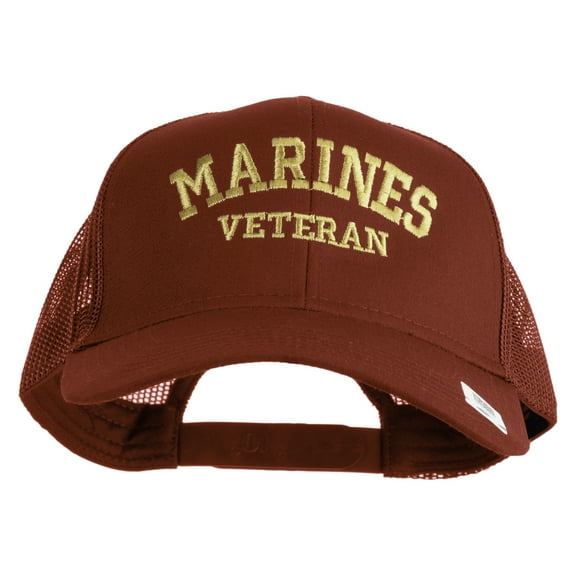 Marines Veteran Embroidered Solid Cotton Twill Mesh Prostyle Cap - Red OSFM