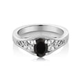 thumbnail image 2 of Gem Stone King 925 Sterling Silver Black Onyx Solitaire Ring for Women | 0.68 Cttw | Gemstone Birthstone | Oval 7X5MM | Available in Size 5, 6, 7, 8, 9, 2 of 4