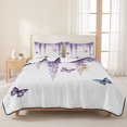 thumbnail image 3 of King Quilt Set 96''x106'', Wisteria Lightweight Summer Bedspread Coverlet Set with 2 Pillow Shams, Purple Flowers Butterflies Vintage Spring Breathable All Season Quilt Bedding for Bedroom/Guest Room, 3 of 9
