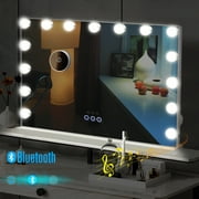 Elecwish Makeup Vanity Mirror with Bluetooth Speaker Lighting Modes and Smart Touch Control USB Outlet, 3 Colors
