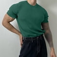 thumbnail image 4 of INCERUN Mens O-Neck Short Sleeve Solid Rib-Knit T-Shirt Casual Fitness Tops Shirt, 4 of 6