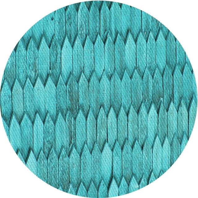 Ahgly Company Tapis Rond Lavable en Machine Intérieur Transitionnel Bleu Cyan Vif, 7 Pieds Rond