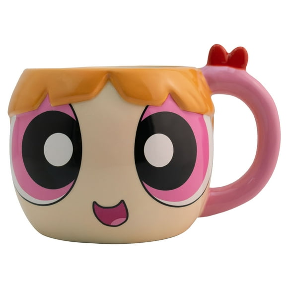Taza Grande de Cerámica, Diseño Esculpido en 3D, Chicas Super Poderosas, Modelo Bombón, Capacidad 591 mililitros