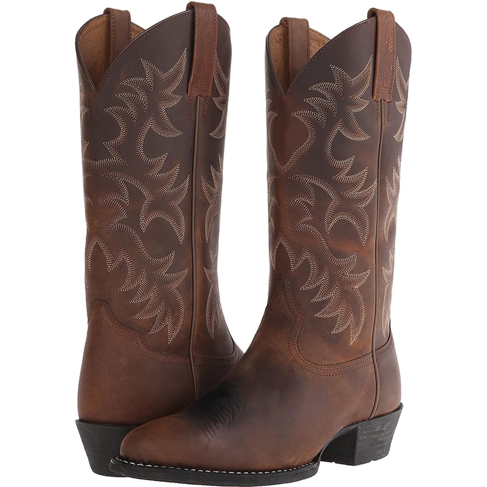 Mid Heel Faux Embroider Cowboy Boots 