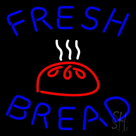 Fresh Bread With Logo LED Neon Sign 16 x 16 - inches, Clear Edge Cut Acrylic Backing, with Dimmer - Bright and Premium built indoor LED Neon Sign for restaurant window and interior decor.