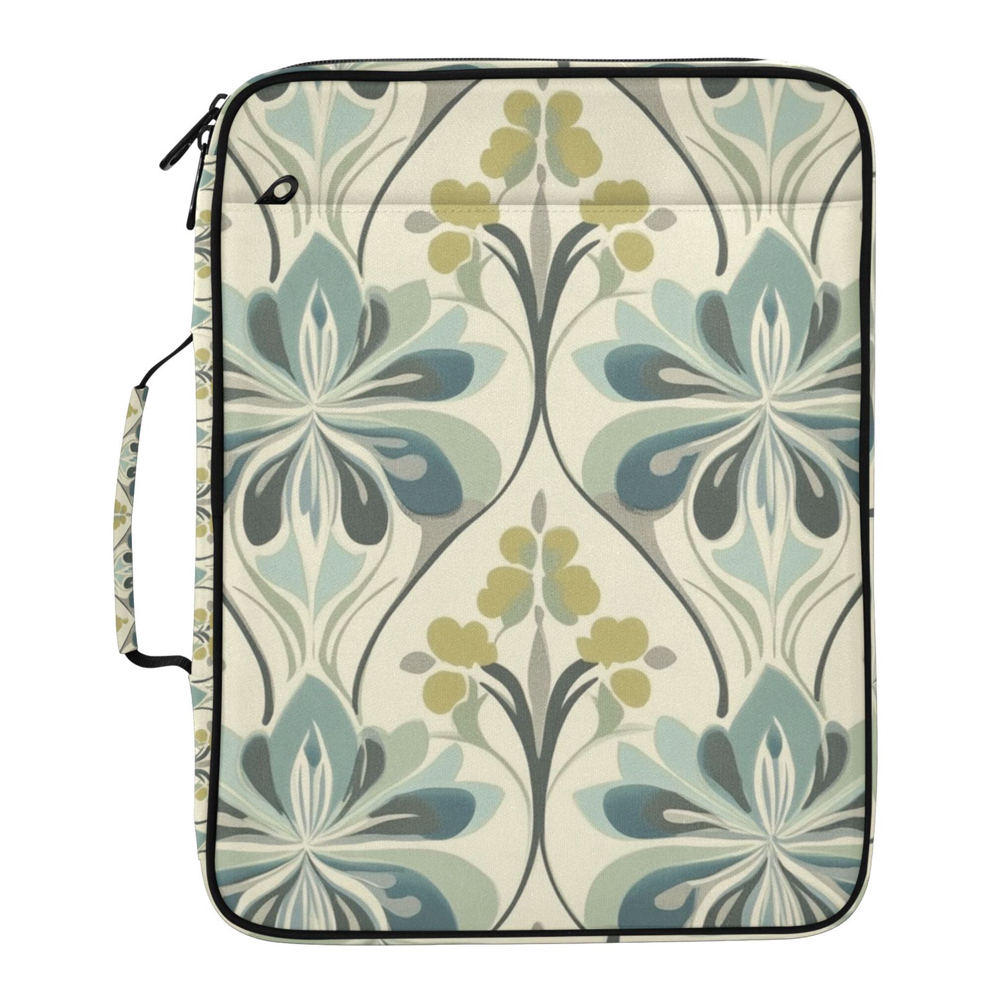FORMRS Accordion File Folder A4 Size 7-Pocket Expanding Document Organizer Bag with 3 Ring Binder, Beige Floral Pattern